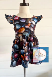 Smooth Pebble Ruffle Sleeve Peplum/Dress