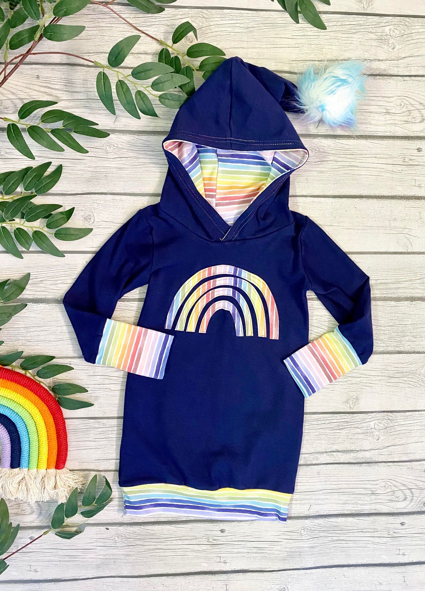 Solid Navy Applique Tunic Pixie Hoodie