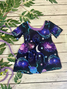 Glitter Galaxy Gathered Skirt Dress