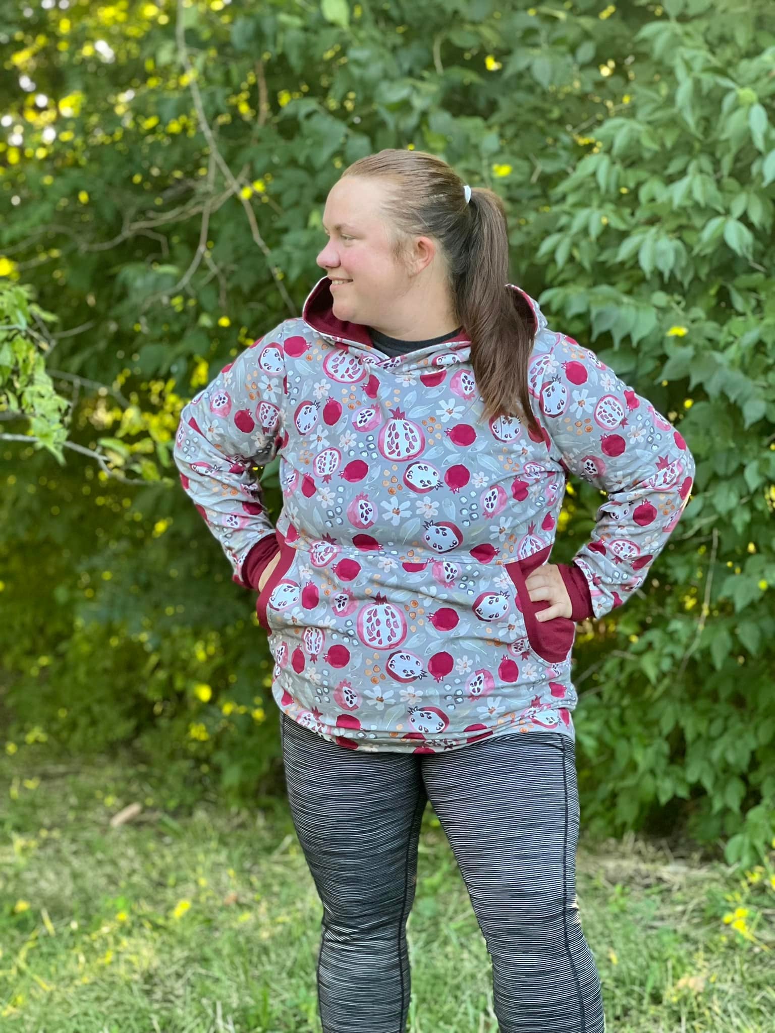 Pomegranates and Floral Adult Colorblock Hoodie