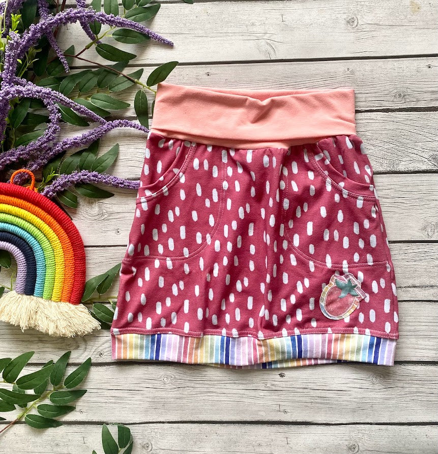 Summer Strawberry Rainbow Cozy Skirt Pockets